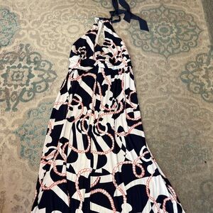 Halter Maxi Dress with Nautical Rope Pattern
